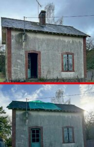 Démolition cheminée avant rénovation toiture